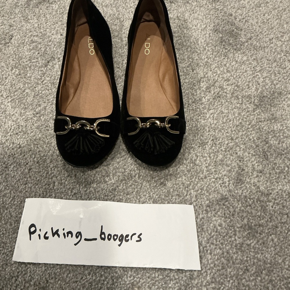 Aldo Women Shoes Patrin Size 7 Black Suede Slip‎ On Loafers Round Toe Flat Heel